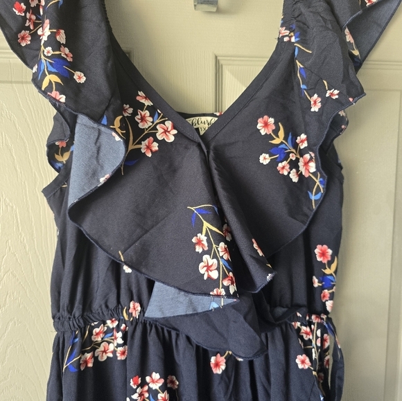 Blush Floral Maxi Wrap Dress 1X Pink Blue Women Ruffles Cottage Romantic Boho - Picture 12 of 16